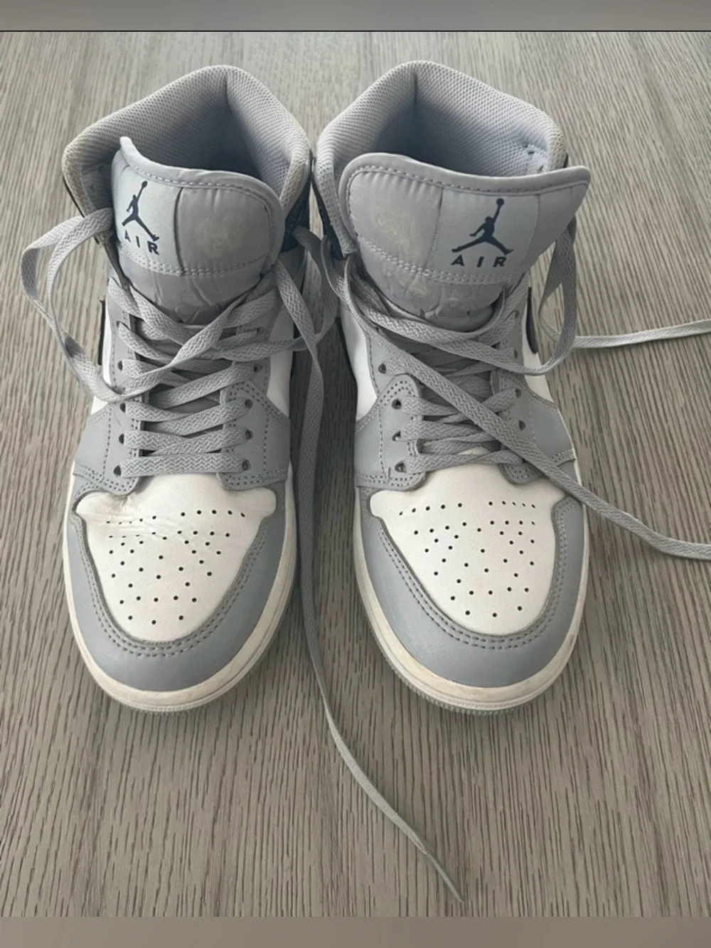 Air Jordan 1 mid wolf grey boys ' High-Top Sneakers
